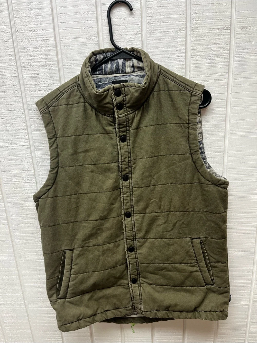 Union Sea//WA Quilted Vintage Twill Vest Men’s Medium Cargo Green Button Front